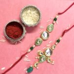 Fashion Mania Designer Handcrafted Kundan Pair Rakhis For Bhai And Bhabhi