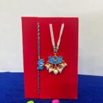 Fashion Mania Handcrafted Lotus Design Pearl and Kundan Pair Rakhi for Bhaiya and Bhabhi