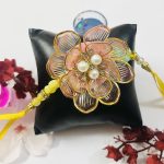 Fashion Mania Designer Handcrafted Acrylic Pearl Flower Rakhis For Brother